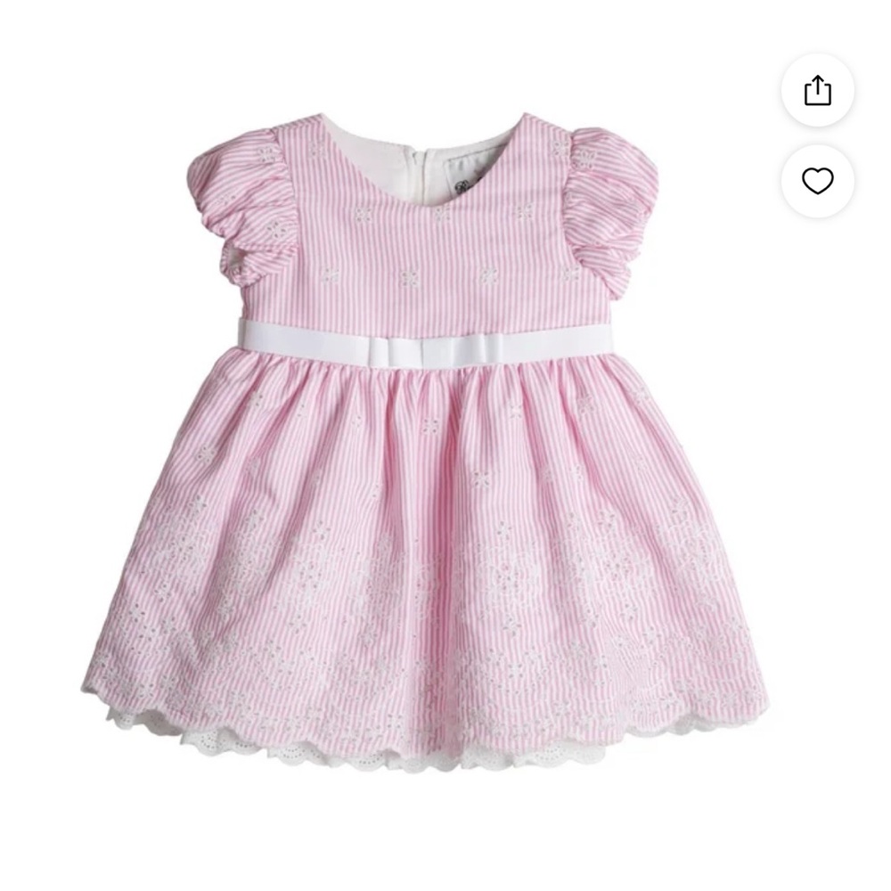 Rare Editions Pink Baby Dress with Ribbon